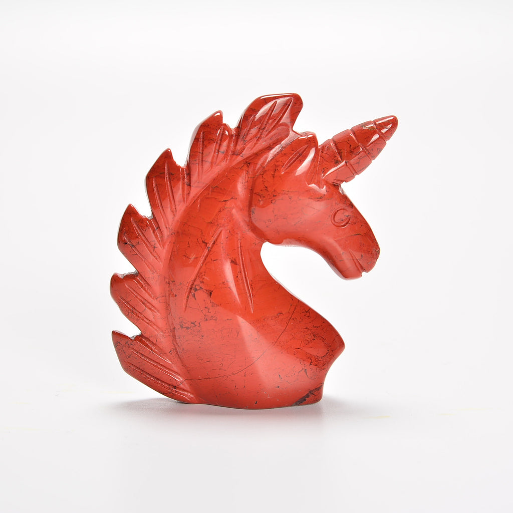 Red Jasper Unicorn Gemstone Crystal Carving Figurine 2 inches, Healing Crystal