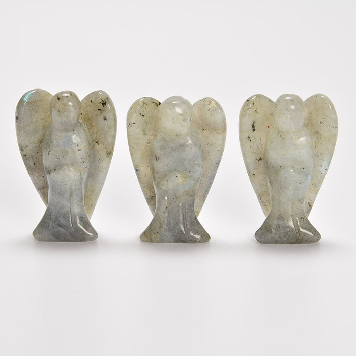 White Labradorite Angel Gemstone Crystal Carving Figurine 1.5 inches, Healing Crystal