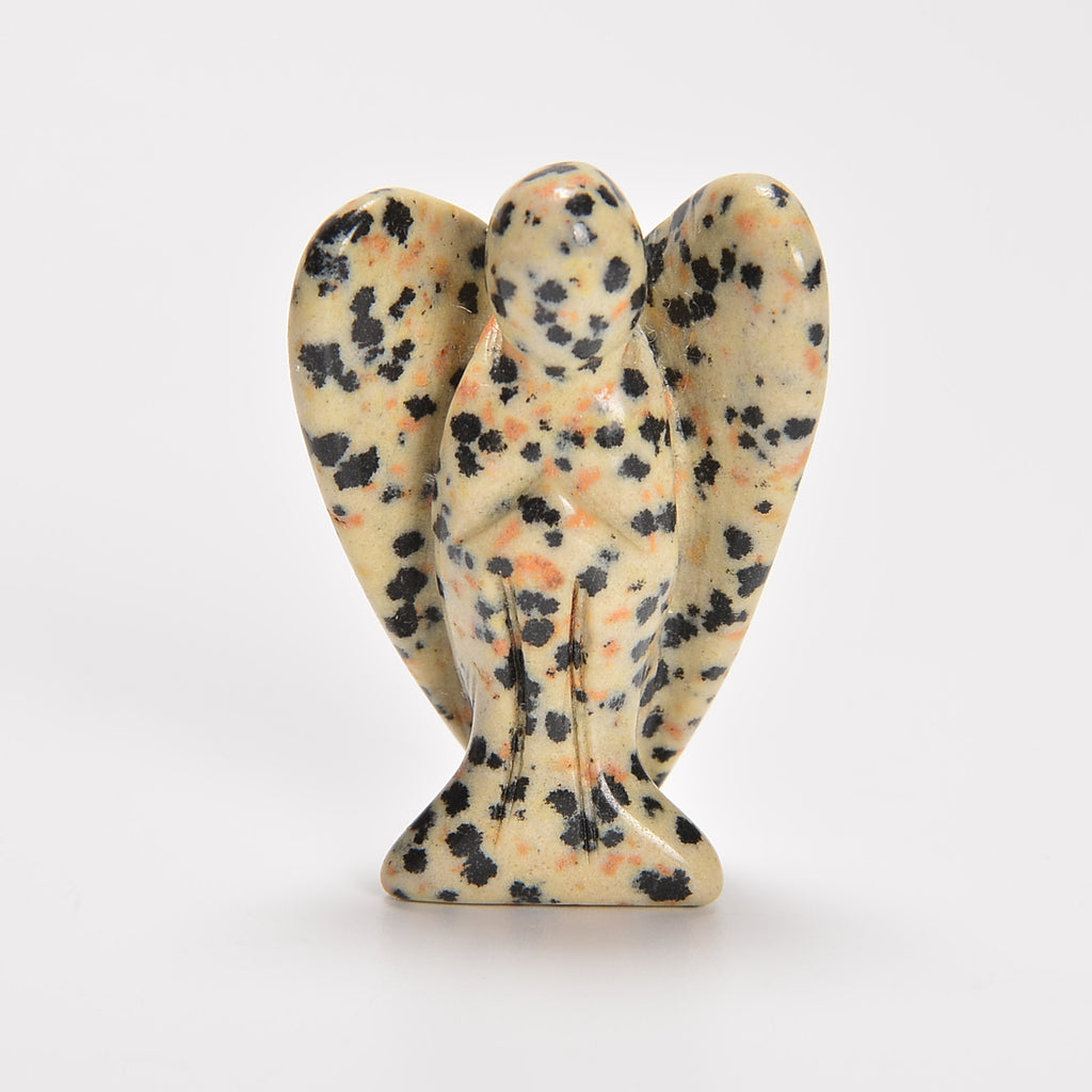 Dalmatian Jasper Angel Gemstone Crystal Carving Figurine 1.5 inches, Healing Crystal