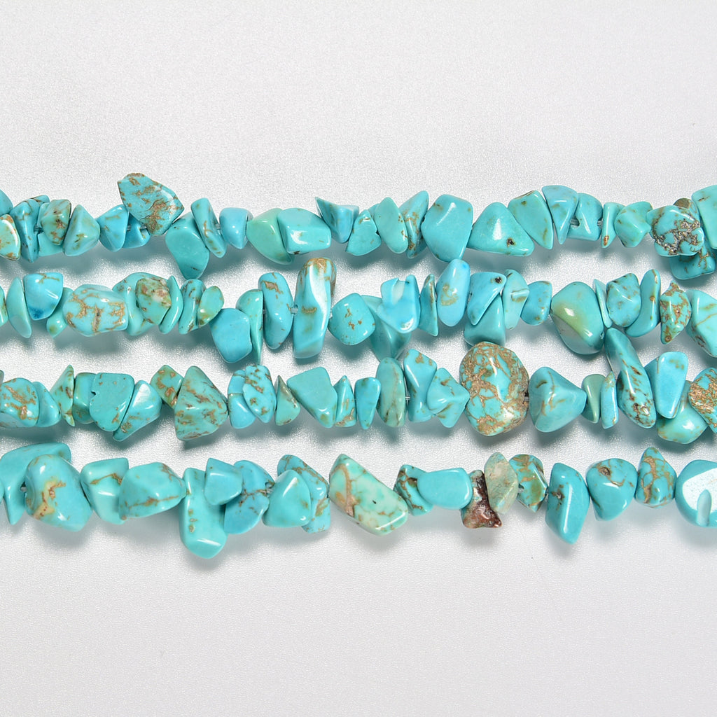 Green Howlite Turquoise Smooth Loose Chips Beads 7-8mm - 34" Strand