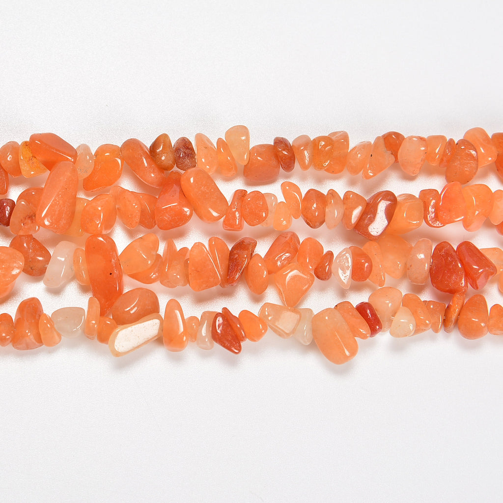 Red Aventurine Smooth Loose Chips Beads 7-8mm - 34" Strand