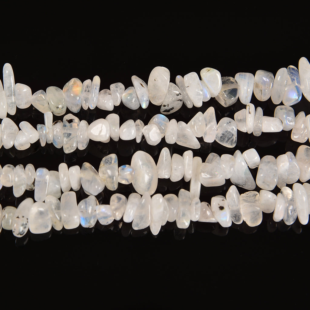Rainbow Moonstone Smooth Loose Chips Beads 7-8mm - 34" Strand