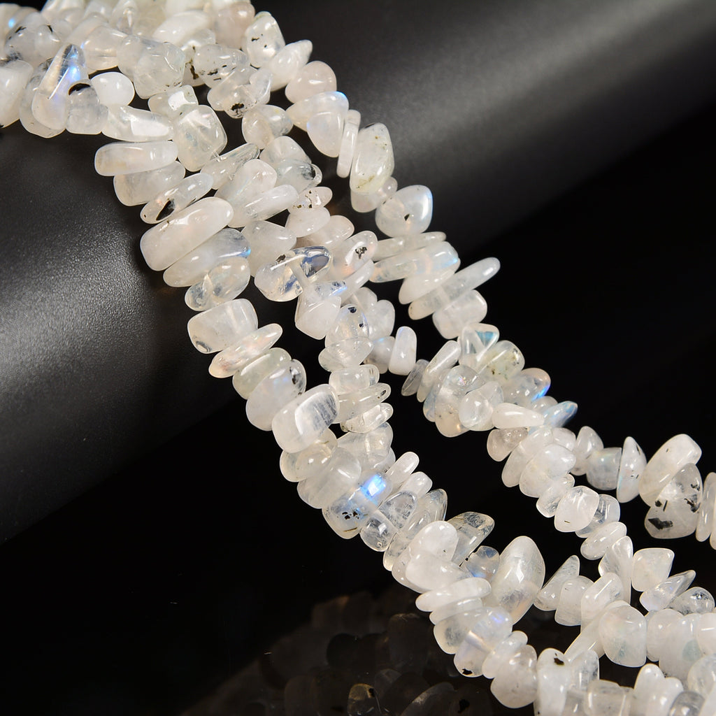 Rainbow Moonstone Smooth Loose Chips Beads 7-8mm - 34" Strand