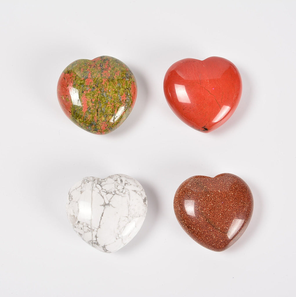 Heart Gemstones Crystal Carving Figurines 40mm, Heart Healing Crystals, Natural Stone Hand Carved Heart Shaped