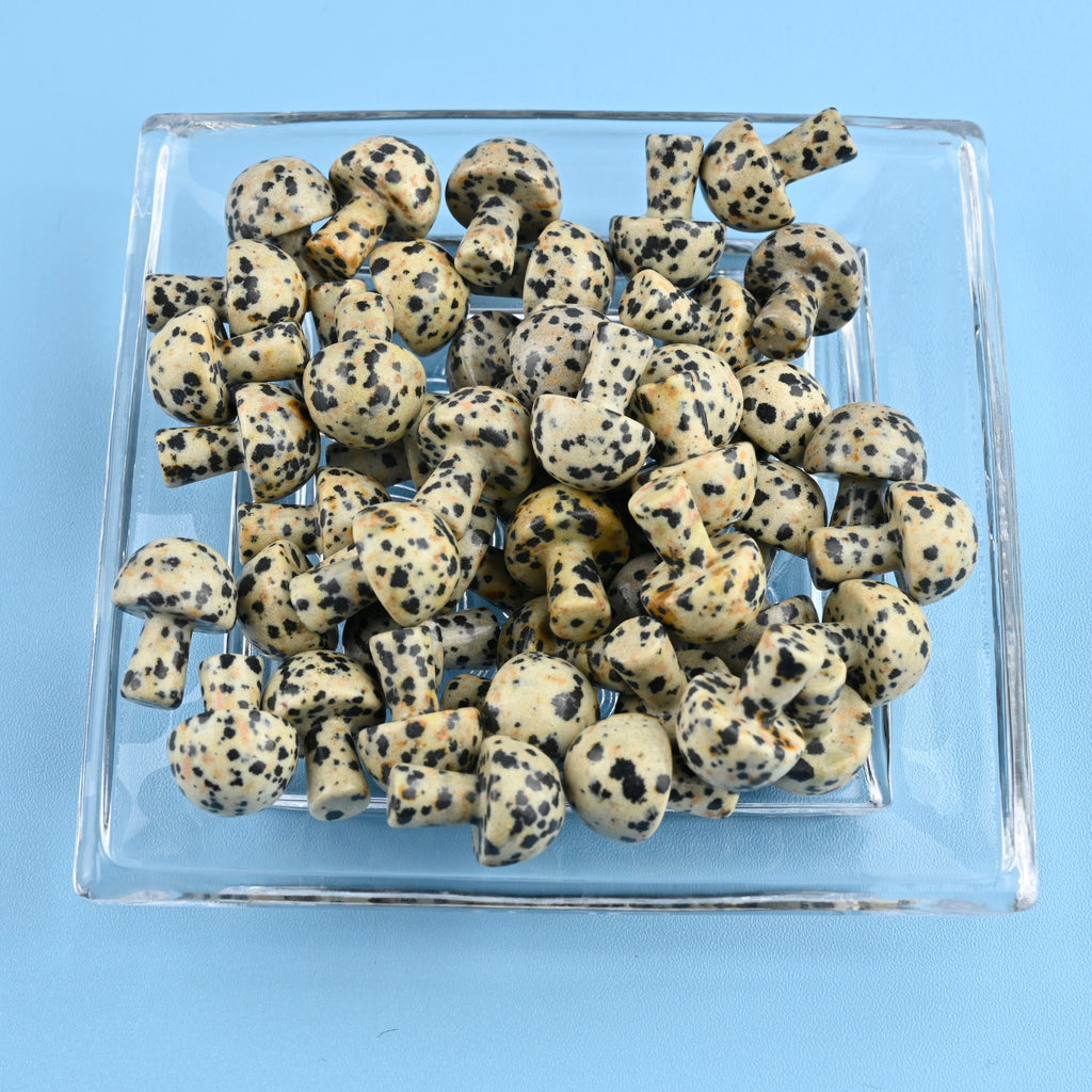 Dalmatian Jasper Tiny Mushroom Gemstone Crystal Carving Figurine 20mm, Healing Crystal