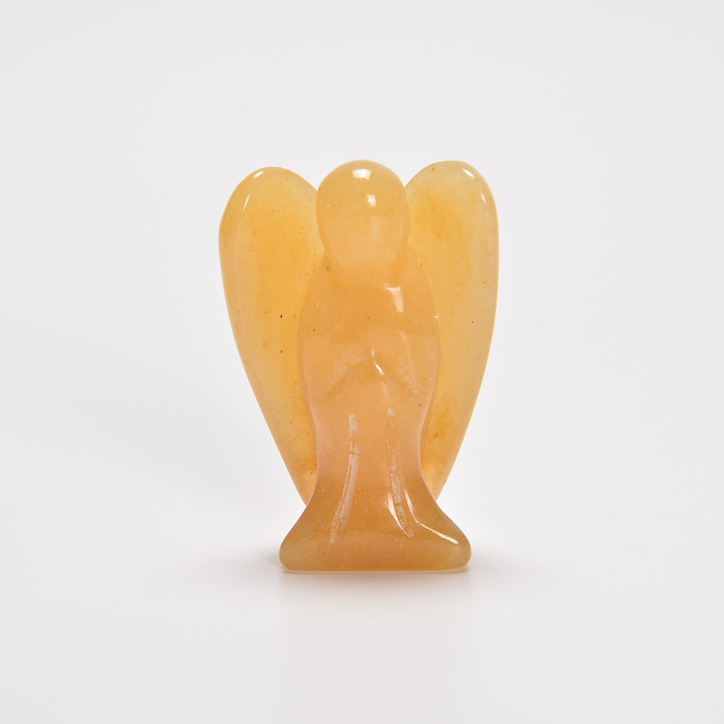 Yellow Jade Angel Gemstone Crystal Carving Figurine 1.5 inches, Healing Crystal