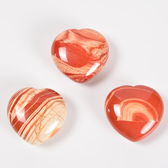 Mix Red Jasper Heart Gemstone Crystal Carving Figurine 40mm, Healing Crystal