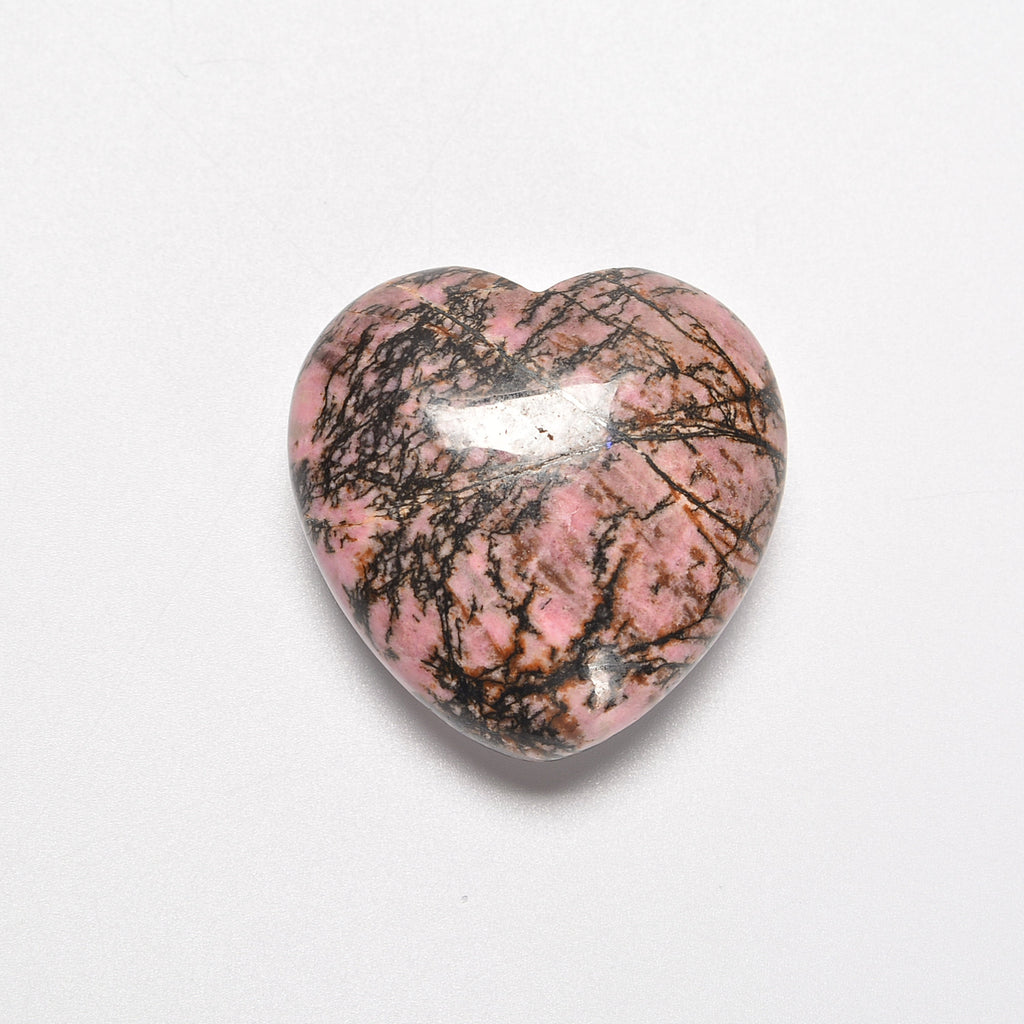Rhodonite Heart Gemstone Crystal Carving Figurine 40mm, Healing Crystal
