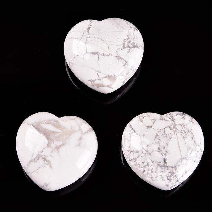 Howlite Heart Gemstone Crystal Carving Figurine 40mm, Healing Crystal