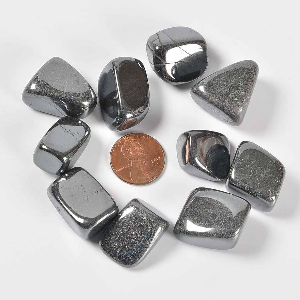 Gray Hematite Tumbled Stones Gemstone Crystal 20-30mm, Healing Crystals, Medium Size Stones