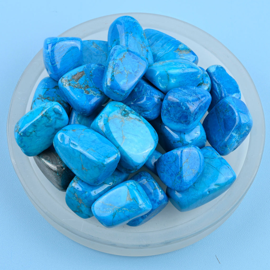 Blue Howlite Turquoise Tumbled Stones Gemstone Crystal 20-30mm, Healing Crystals, Medium Size Stones