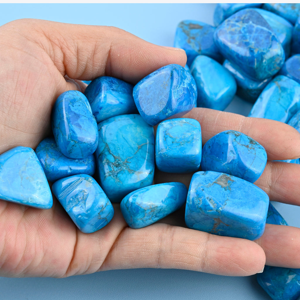 Blue Howlite Turquoise Tumbled Stones Gemstone Crystal 20-30mm, Healing Crystals, Medium Size Stones