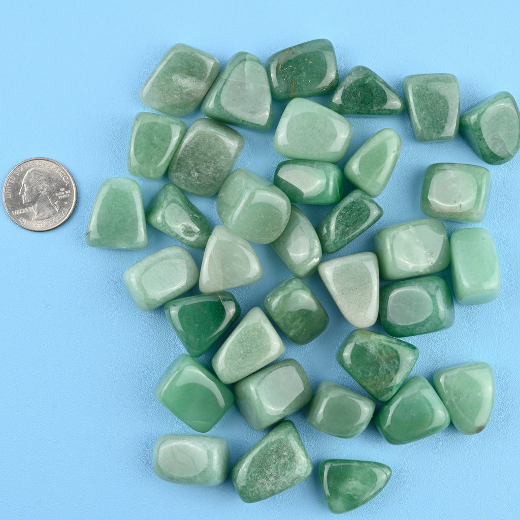 Green Aventurine Tumbled Stones Gemstone Crystal 20-30mm, Healing Crystals, Medium Size Stones
