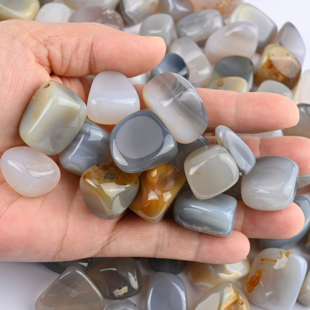 Gray Agate Tumbled Stones Gemstone Crystal 20-30mm, Healing Crystals, Medium Size Stones