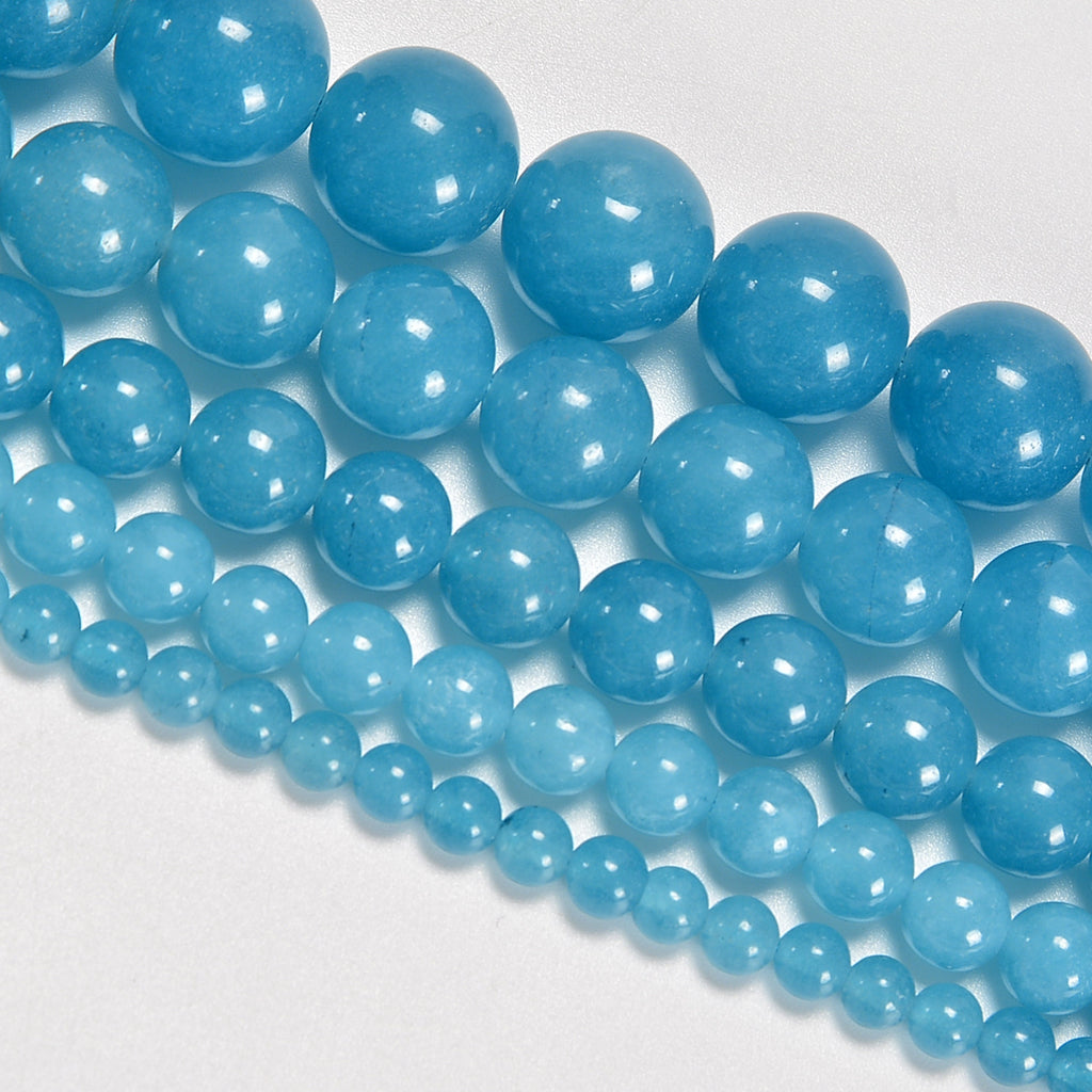 Blue Sponge Quartz Smooth Round Loose Beads 4mm-12mm - 15" Strand