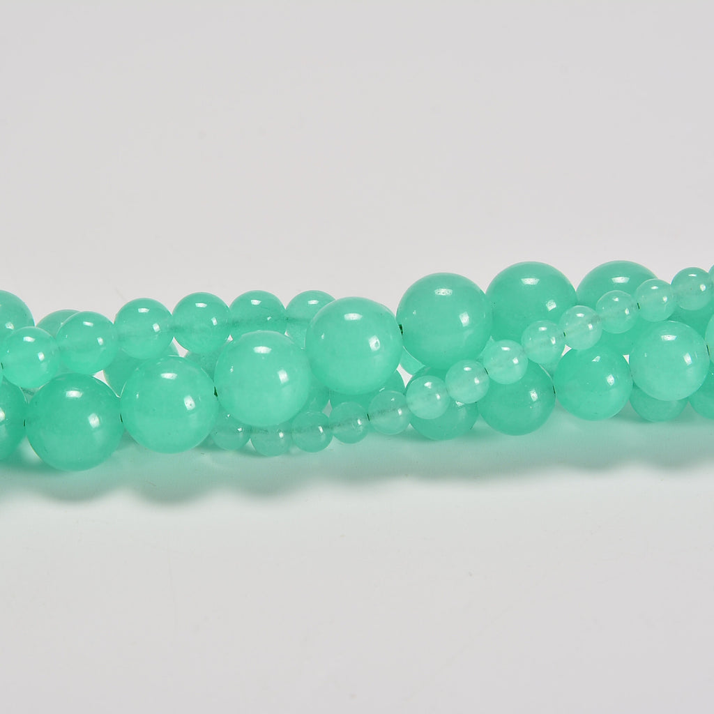 Teal Green Dyed Quartz Smooth Round Loose Beads 4mm-10mm - 15" Strand