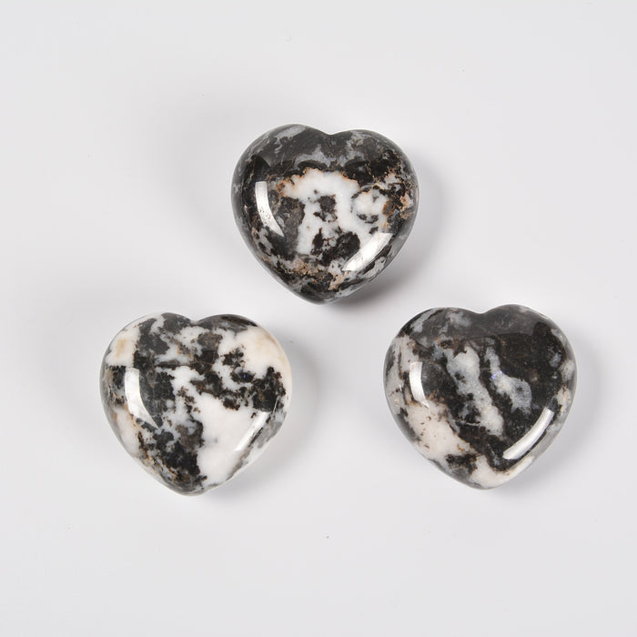 Black and White Zebra Jasper Heart Gemstone Crystal Carving Figurine 40mm, Healing Crystal