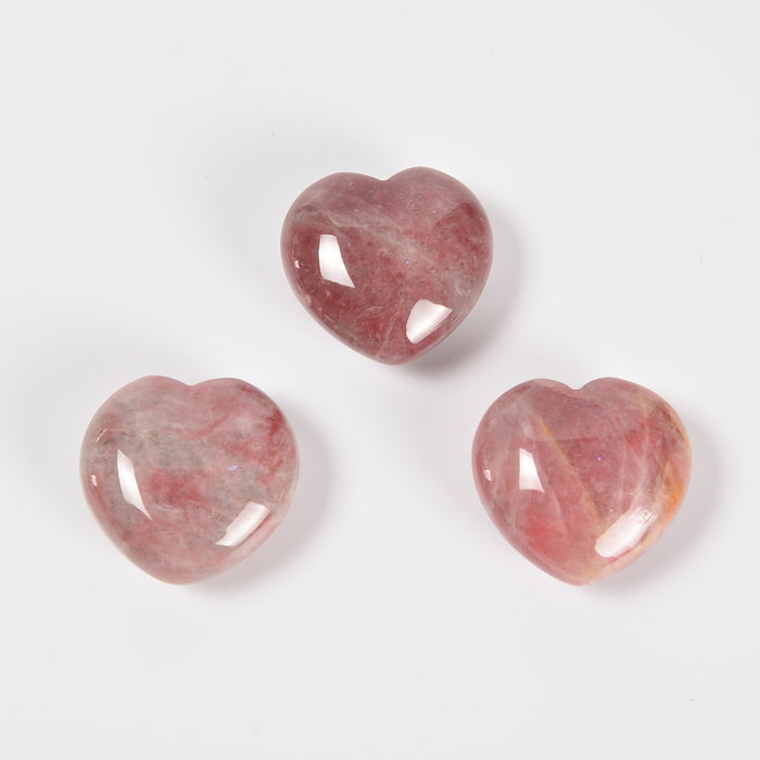 Strawberry Quartz Heart Gemstone Crystal Carving Figurine 40mm, Healing Crystal