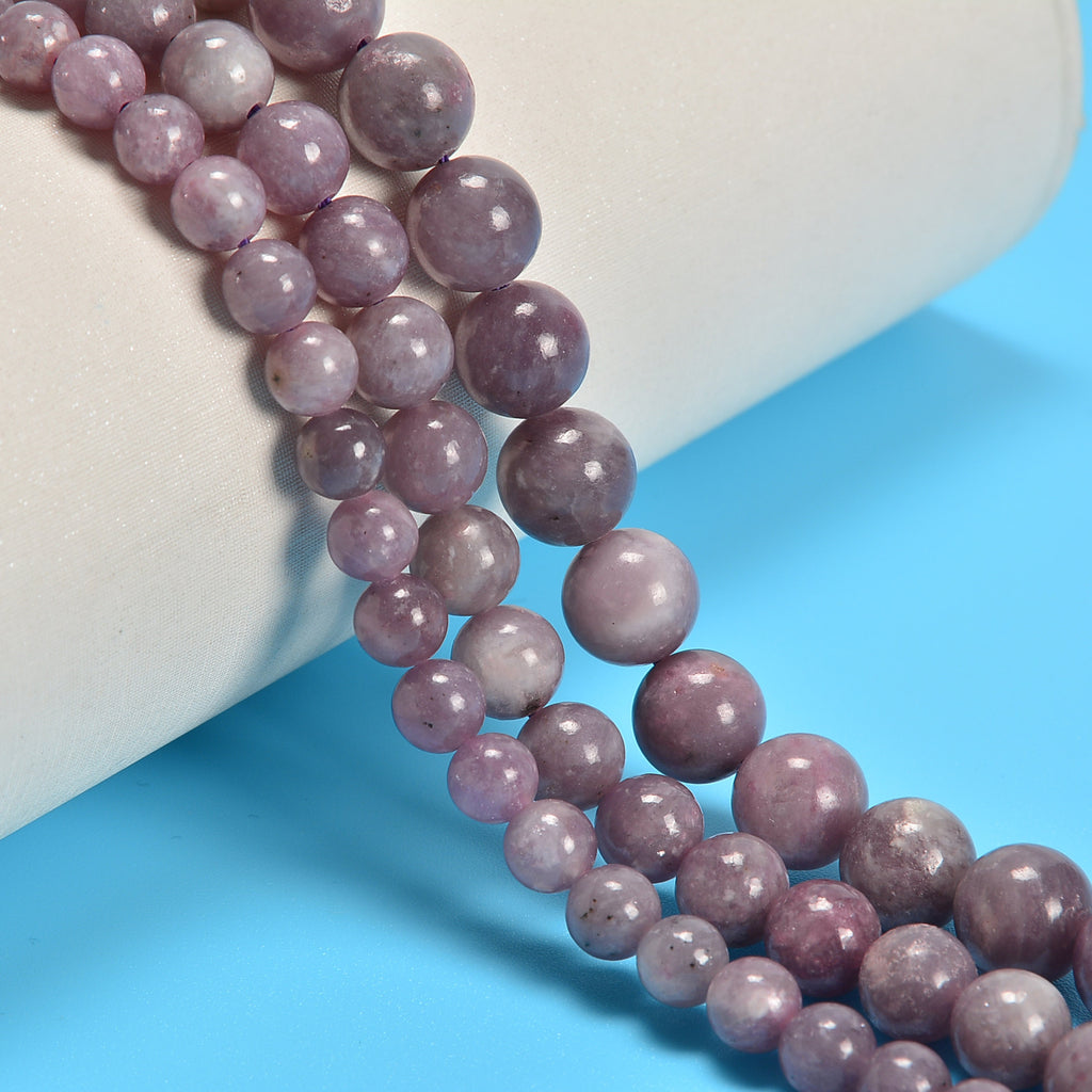 Purple Tourmaline Smooth Round Loose Beads 6mm-10mm - 15" Strand