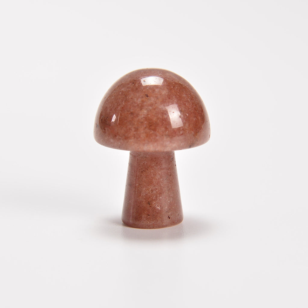 Strawberry Quartz Tiny Mushroom Gemstone Crystal Carving Figurine 20mm, Healing Crystal