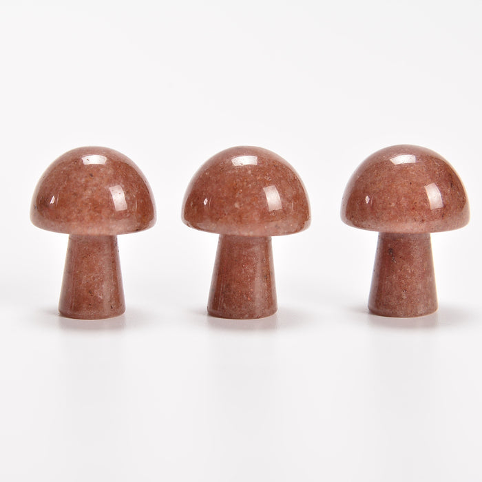Strawberry Quartz Tiny Mushroom Gemstone Crystal Carving Figurine 20mm, Healing Crystal