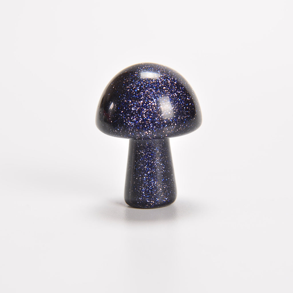 Blue Sandstone / Blue Goldstone Tiny Mushroom Gemstone Crystal Carving Figurine 20mm, Healing Crystal