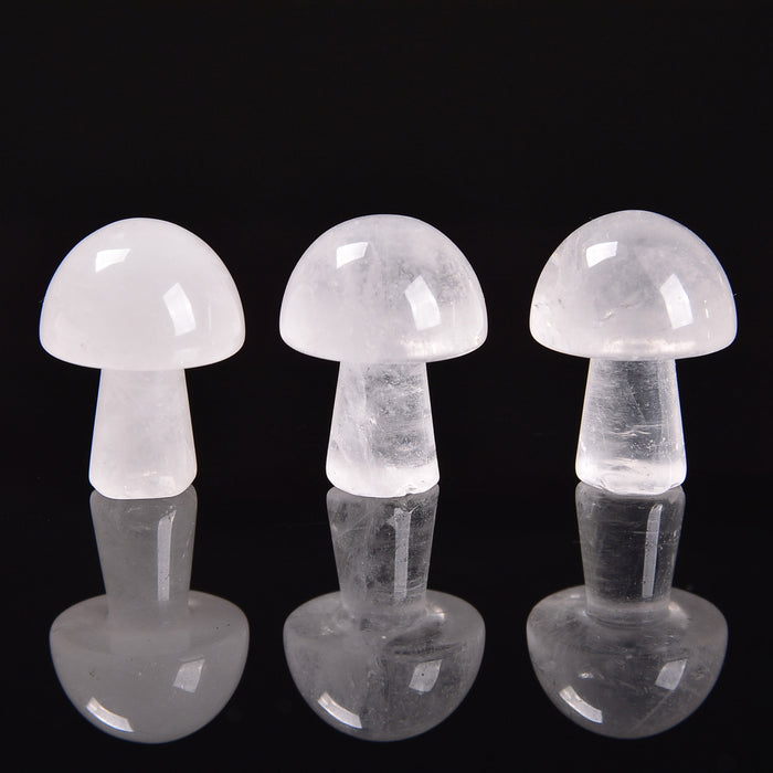 Clear Quartz Tiny Mushroom Gemstone Crystal Carving Figurine 20mm, Healing Crystal
