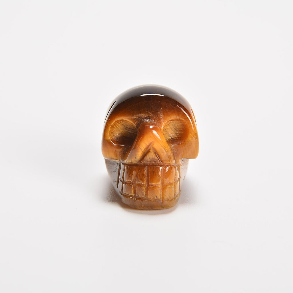 Yellow Tiger's Eye Skull Gemstone Crystal Carving Figurine 1 inch, Healing Crystal