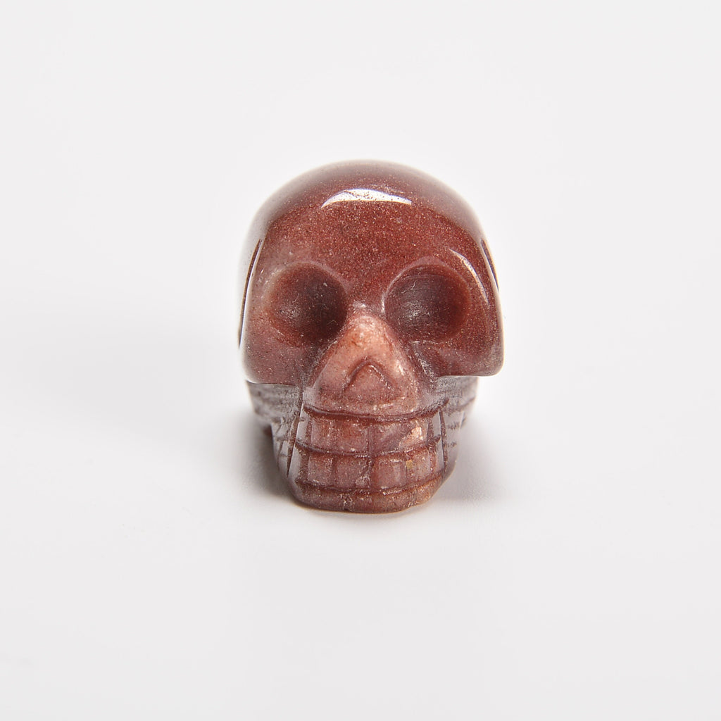 Strawberry Quartz Skull Gemstone Crystal Carving Figurine 1 inch, Healing Crystal