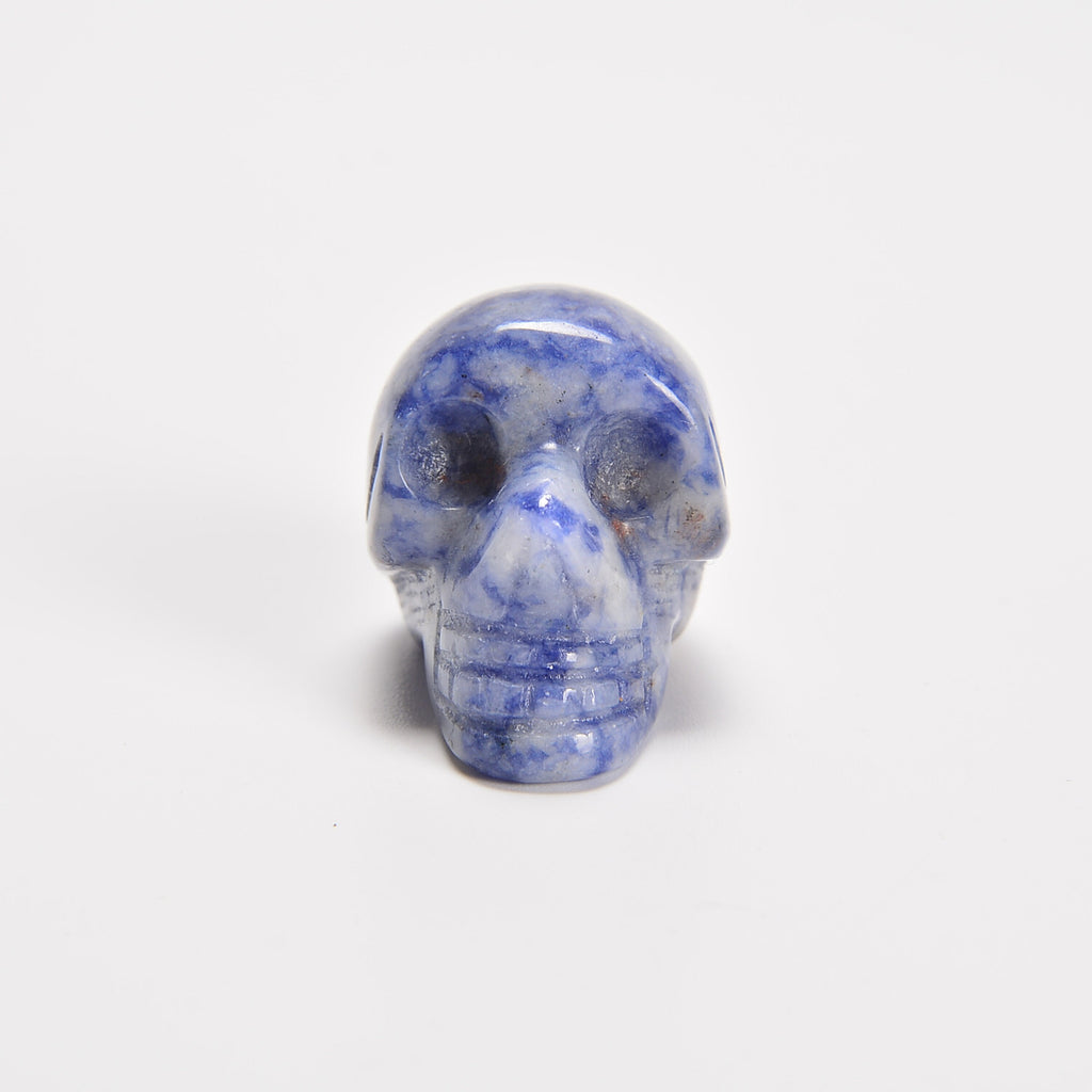 Blue Spot Jasper Skull Gemstone Crystal Carving Figurine 1 inch, Healing Crystal