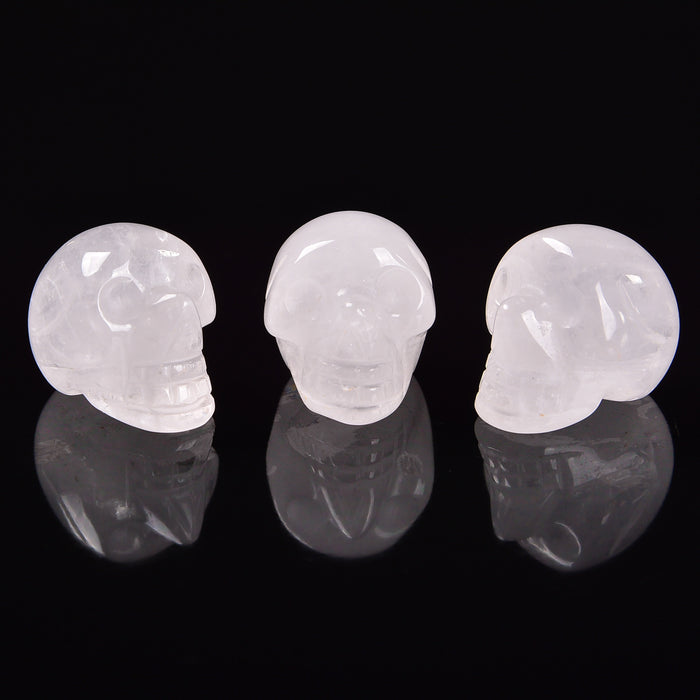 Clear Quartz Skull Gemstone Crystal Carving Figurine 1 inch, Healing Crystal