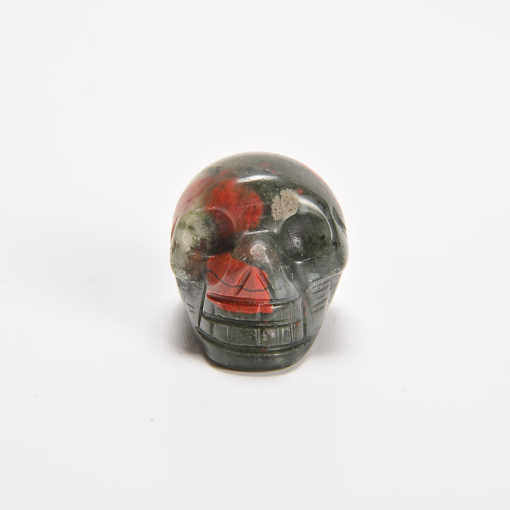 African Blood Jasper / African Bloodstone Skull Gemstone Crystal Carving Figurine 1 inch, Healing Crystal