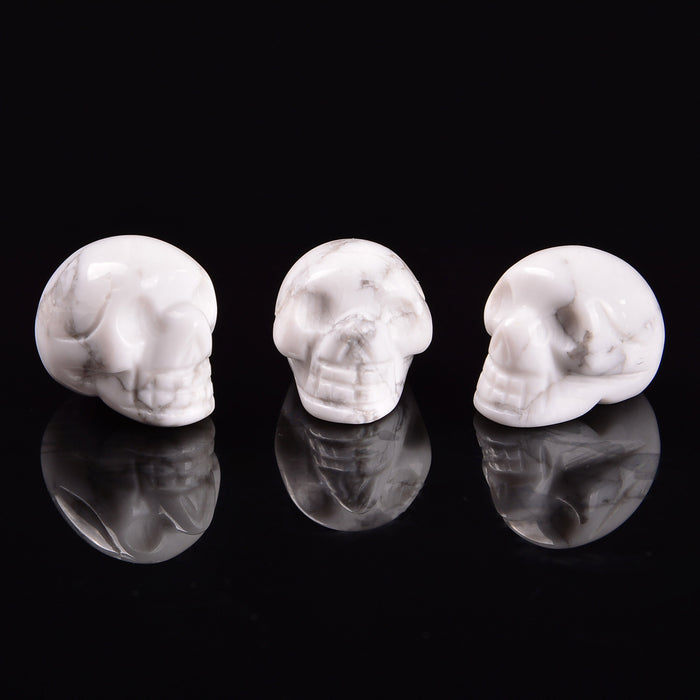 Howlite Skull Gemstone Crystal Carving Figurine 1 inch, Healing Crystal