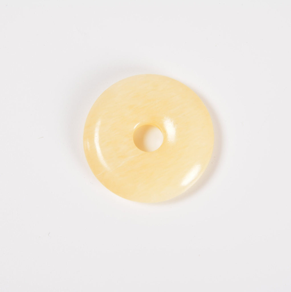 Yellow Jade Donut Pendant Gemstone Crystal Carving Figurine 30mm, Healing Crystal