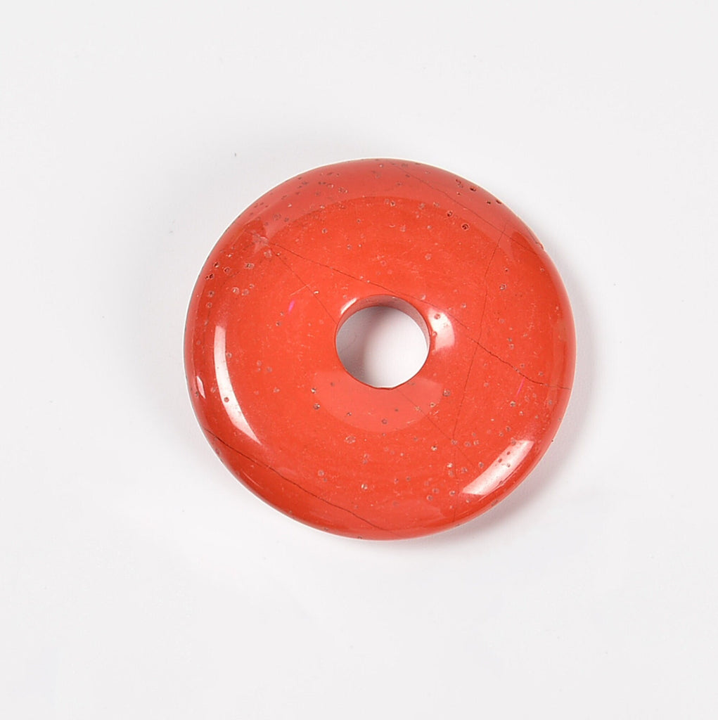 Red Jasper Donut Pendant Gemstone Crystal Carving Figurine 30mm, Healing Crystal
