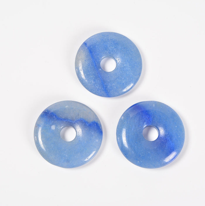 Blue Aventurine Donut Pendant Gemstone Crystal Carving Figurine 30mm, Healing Crystal