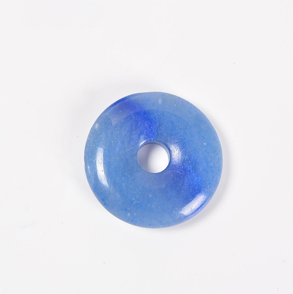 Blue Aventurine Donut Pendant Gemstone Crystal Carving Figurine 30mm, Healing Crystal