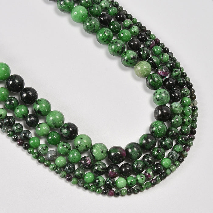 Ruby Zoisite / Anyolite Smooth Round Loose Beads 4mm-10mm - 15" Strand