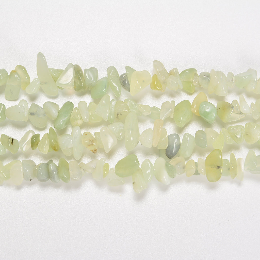 Light Green Nephrite Jade Smooth Loose Chips Beads 7-8mm - 34" Strand