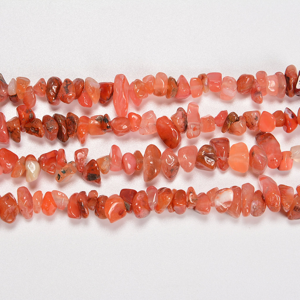 South Red Agate Smooth Loose Chips Beads 7-8mm - 34" Strand