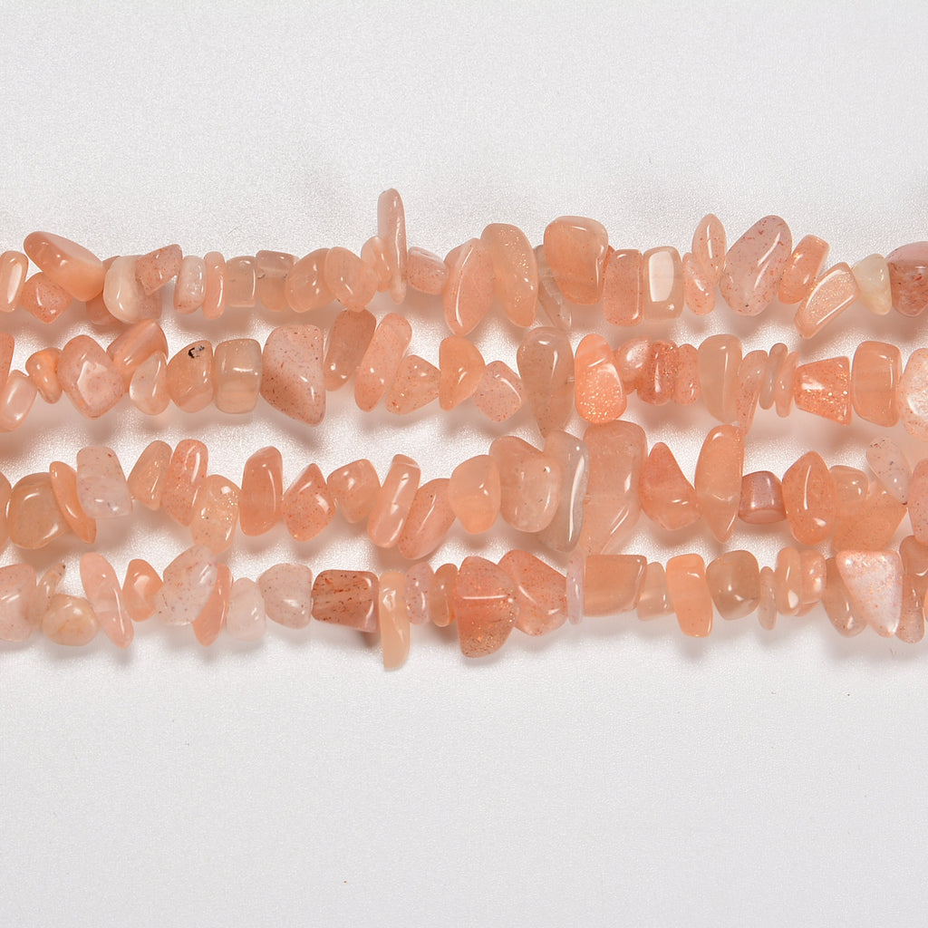 Peach Moonstone Smooth Loose Chips Beads 7-8mm - 34" Strand