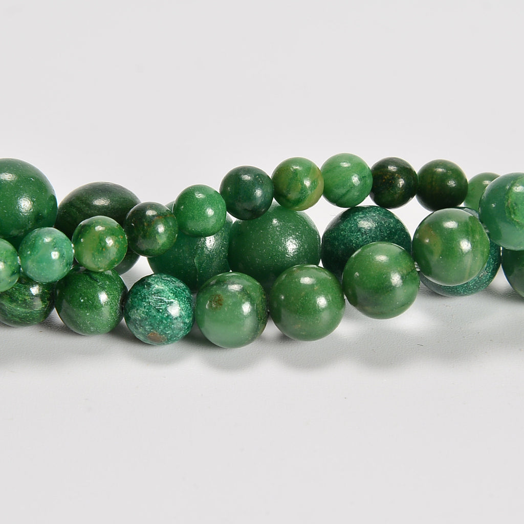 Natural African Jade Smooth Round Loose Beads 4mm-8mm - 15" Strand