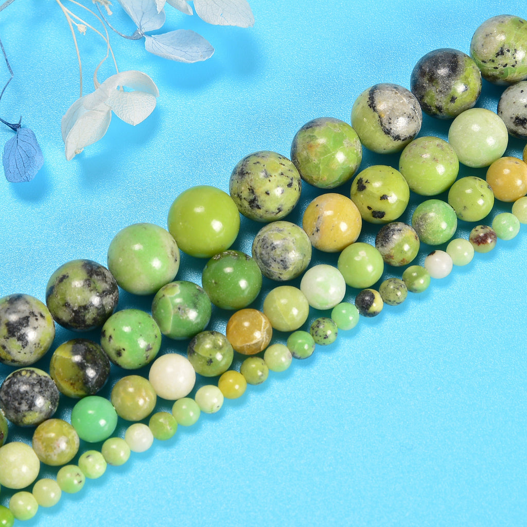 Natural Chinese Chrysoprase Smooth Round Loose Beads 4mm-10mm - 15" Strand