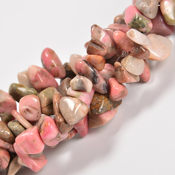 Chinese Rhodonite Smooth Loose Chips Beads 7-8mm - 34" Strand