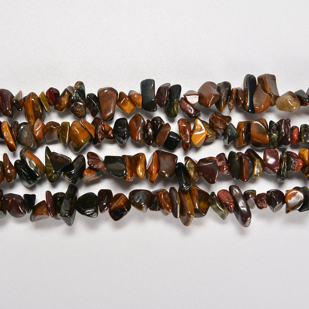 Multi Tiger's Eye Smooth Loose Chips Beads 7-8mm - 34" Strand