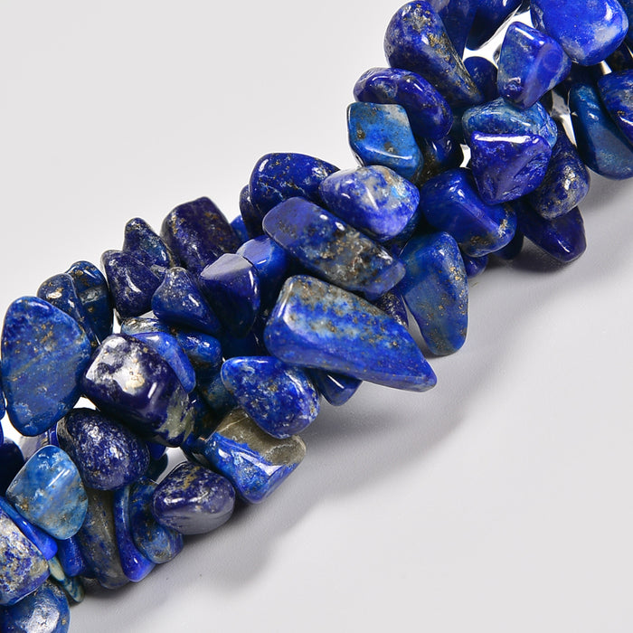 Grade A Natural Lapis Smooth Loose Chips Beads 7-8mm - 34" Strand