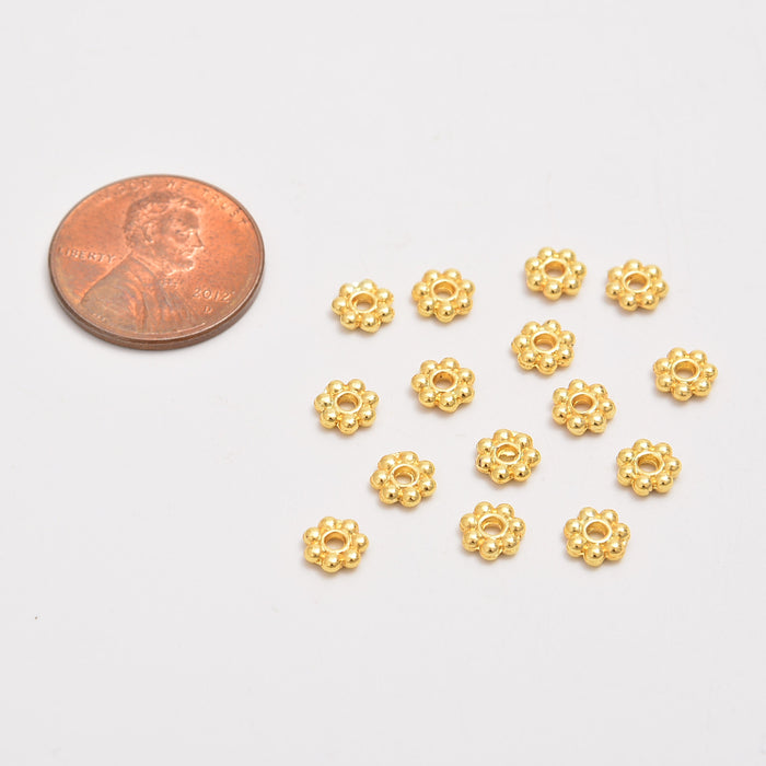 5mm Gold Gear Flower Beads, Spacer Beads, Rondelle Bead Accents, Bead Accessories Jewelry Making DIY Bracelets Necklaces