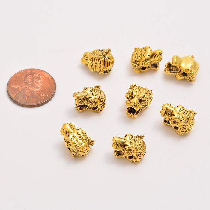 9mm Gold Tiger Head Beads, Spacer Beads, Rondelle Bead Accents, Bead Accessories Jewelry Making DIY Bracelets Necklaces