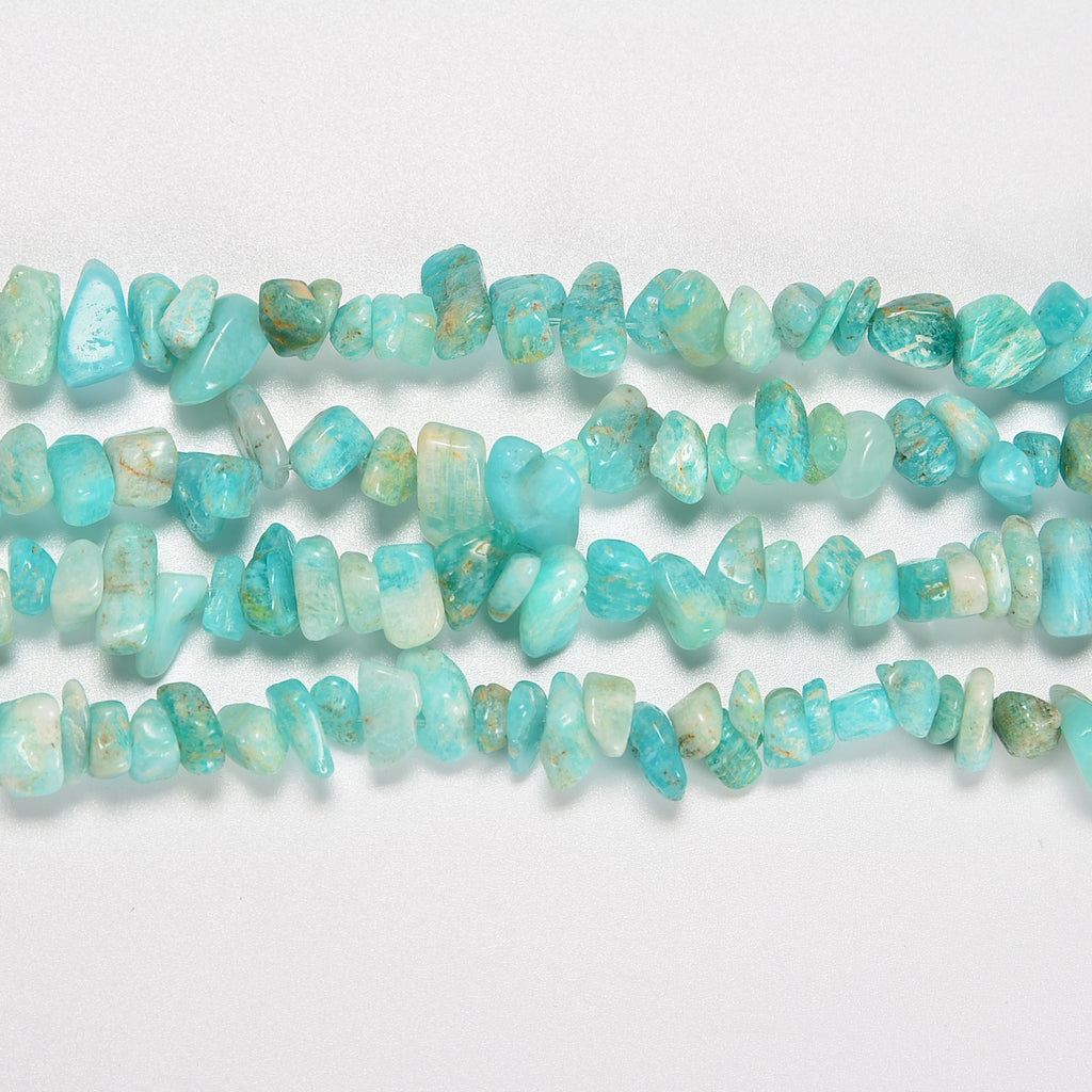 Russian Green Amazonite Smooth Loose Chips Beads 7-8mm - 34" Strand