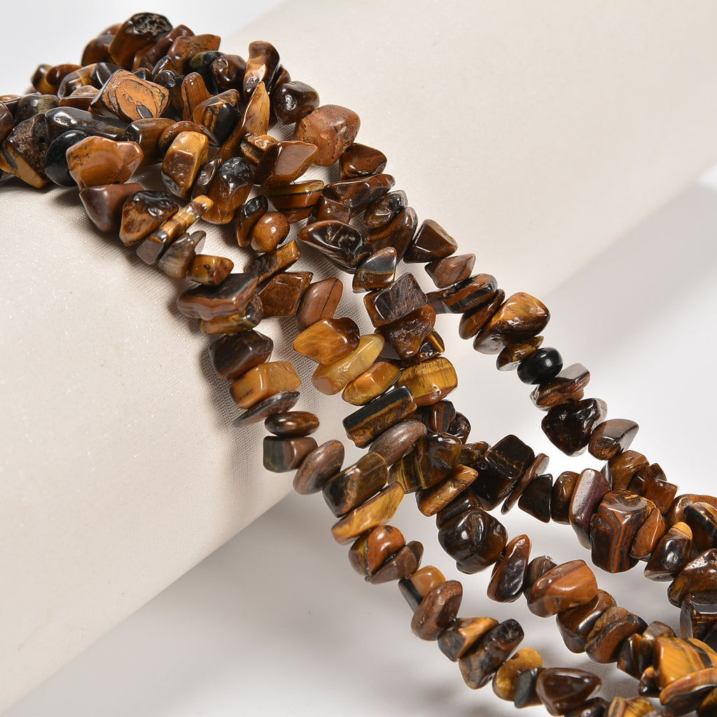 Yellow Tiger's Eye Smooth Loose Chips Beads 7-8mm - 34" Strand